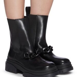 ✨Host pick✨Ash Fashion Black Combat Boots with Chain Accent